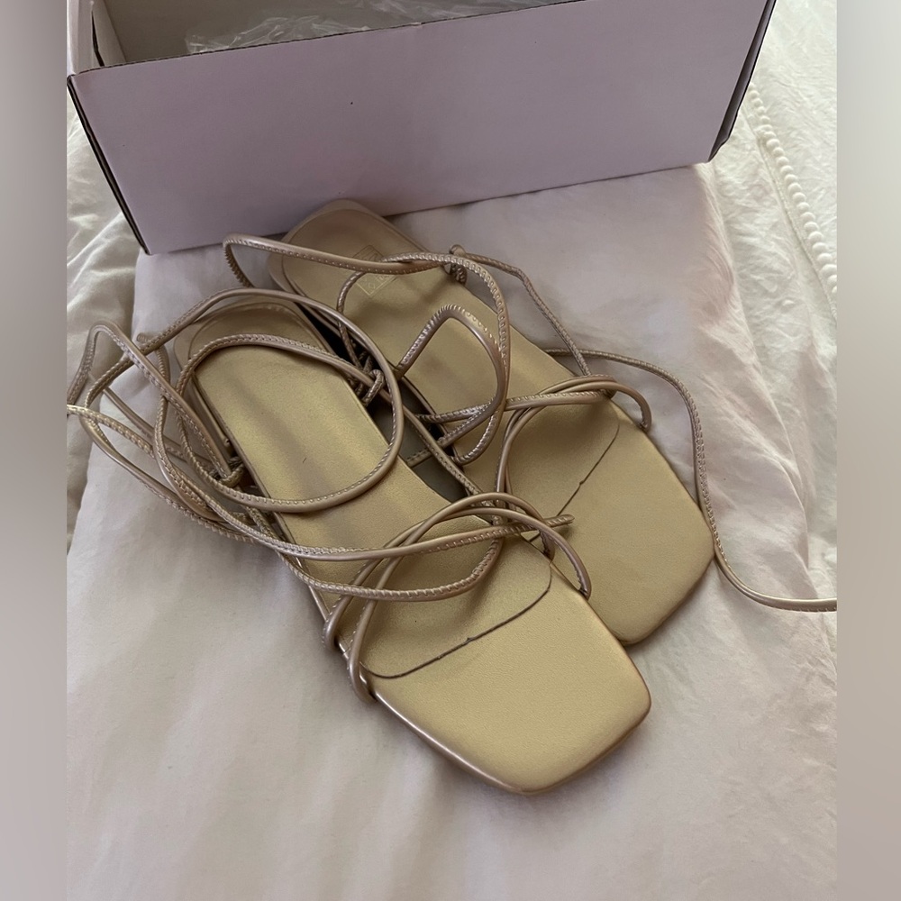Gold lace up sandal